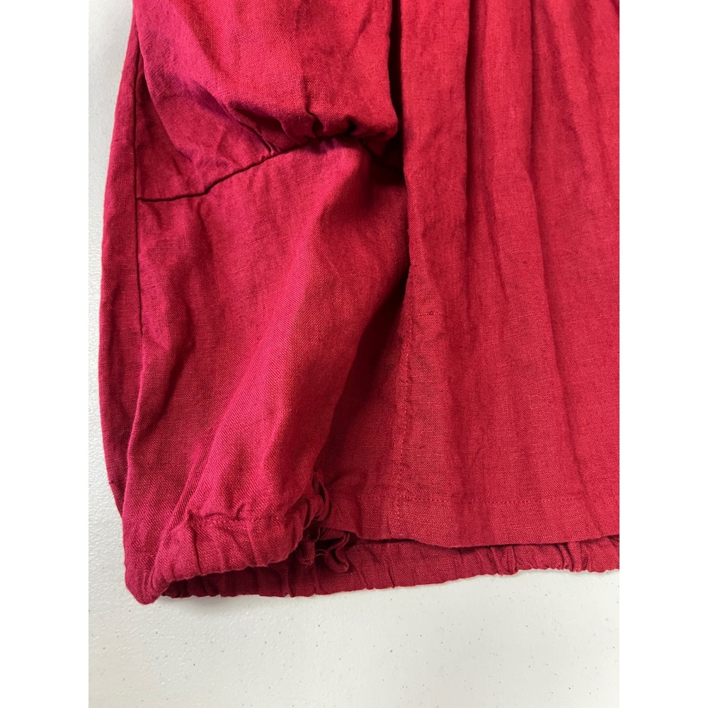 LINENBEE Linen Tunic Dress Women L Red Pockets Lagenlook Pockets Adjustable Hem - Picture 13 of 16